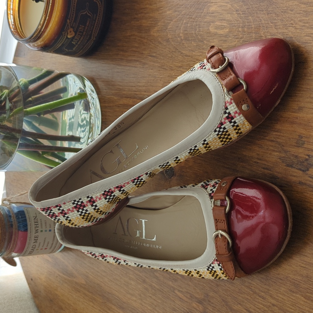 AGL Red Patent Cap Toe Ballet Flats size 38 1/2